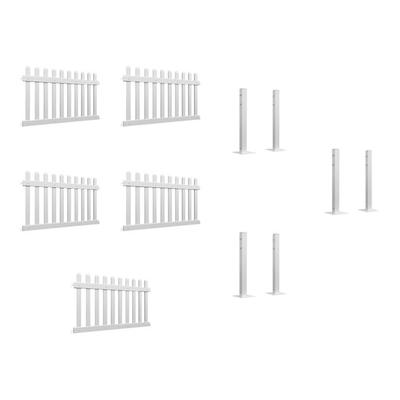 Mod-Fence Mod-Picket 30' White Picket Fence Starter Kit with 5 Fence Panels and 6 Post Connectors