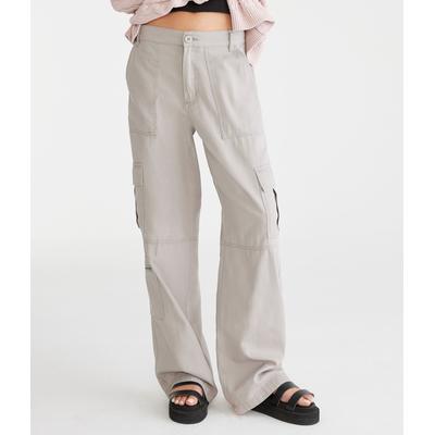 Aeropostale Womens' Mid-Rise Utility Cargo Pants - Grey - Size LRG S - Cotton