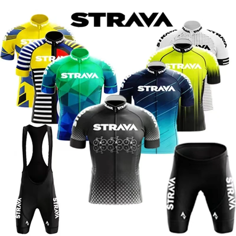 Strava – tenue de cyclisme pour hommes, short de vélo, ensemble de sport de vélo de route, maillot de cyclisme de montagne, vêtements d'été respirants, uniforme professionnel