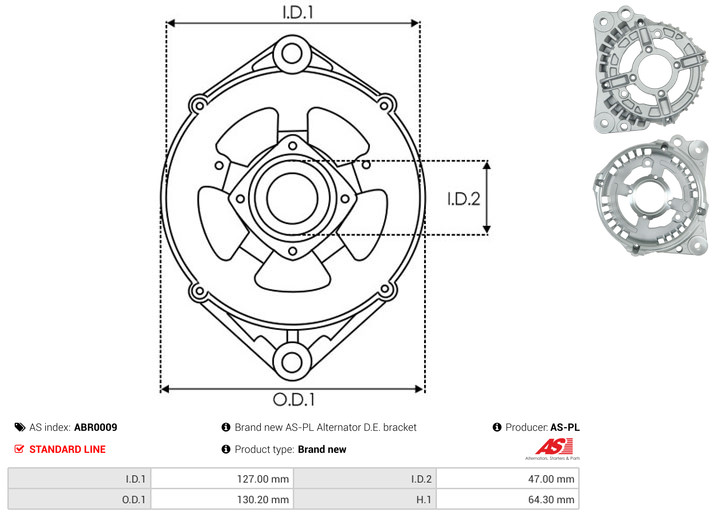 AS-PL Halter, Generator-Antriebsflansch Universal 130,20mm ABR0009 Image