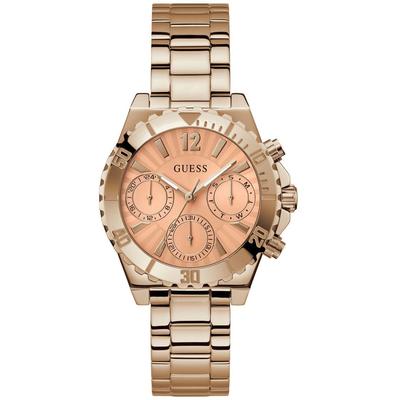 Multifunktionsuhr GUESS "PHOEBE", rosa (roségoldfarben), Armbanduhren, Damen, Armbanduhr, Quarzuhr, Damenuhr Image