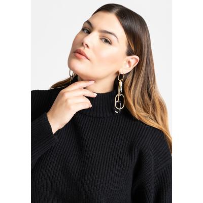 Plus Size Women's Tort/Metal Mixed Ring Earrings by ELOQUII in Tortoiseshell (Size NO SIZE)