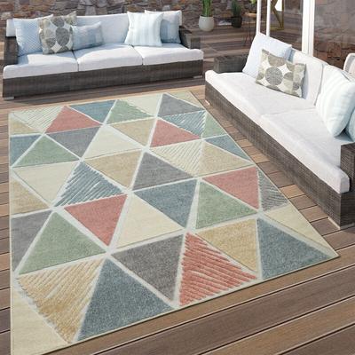 Paco Home - In- & Outdoor Terrassen Teppich Rauten Muster Modern Geometrisches Design Bunt 60x100 cm