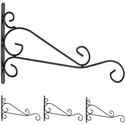 Relaxdays - Blumenampel Halterung, 4er Set, HxB: 19 x 32 cm, Ampelhalterung für draußen, Eisen, Image