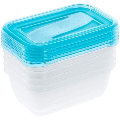 5er Set Lunchboxen, 5 x 500 ml, 15,5 x 10,5 x 6 cm, Fredo Fresh, Blau transparent