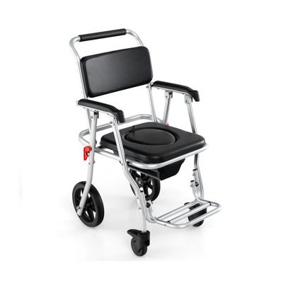 Costway 4-in-1 Foldable Bedside Commode Chair with Brakes and Bucket and Footrest