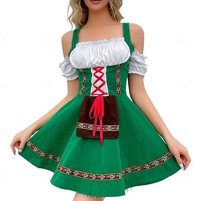 Karneval Oktoberfestbier Kostüm Dirndl Trachtenkleader Dirndlbluse Oktoberfest / Bier Bayerisch Bayerisch Wiesn Traditioneller Stil Wiesn Damen Stoff im traditionellen Stil Hemd Schürze
