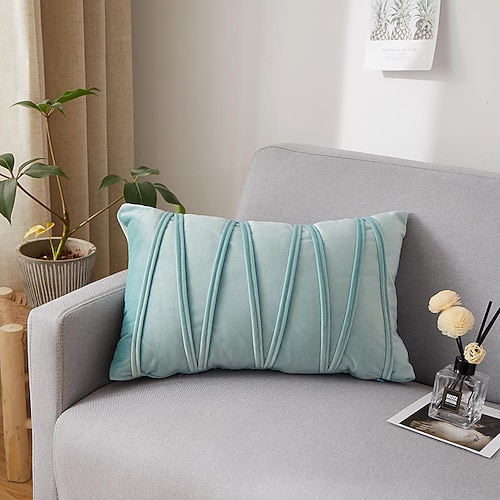 Dekorative Wurfkissen, Samtbezug für Kissen, Kissenbezug, Heimbüro-Kissenbezug, moderner Musterraum-Kissenbezug, Outdoor-Kissen für Sofa, Couch, Bett, Stuhl, Rosa, Blau, Salbeigrün, Lila Image