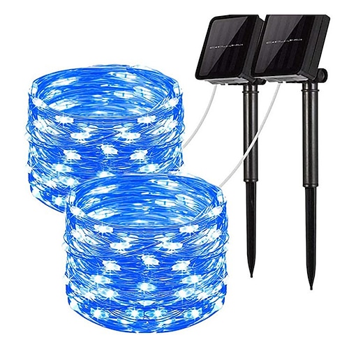 Elegante Hochzeitsempfangsparty 2 Stück 12M 100 LED Solar Lichterkette wasserdichte Feenlichter solarbetriebene Gartenlichter für Outdoor Patio Garten und Hochzeitsdekoration Image