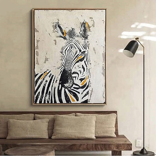 abstraktes buntes Zebra-Ölgemälde auf Leinwand, großes handgemachtes Zebra-Ölgemälde, Wandkunst, modernes handgemaltes Tiergemälde, Wohndekor für Wohnzimmer, Kunst, Wohngeschenke Image