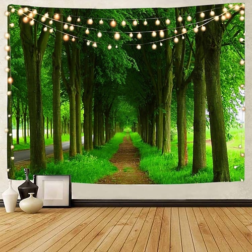 landschaft baum wandteppich kunst dekor decke vorhang picknick tischdecke hängen hause schlafzimmer wohnzimmer wohnheim dekoration nebligen wald natur sonnenschein durch baum Wandtuch XXL Natur Image