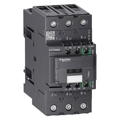 SCHNEIDER ELECTRIC LC1D40AKUE IEC Magnetic Contactor, 3 Poles, 100 to 250 V