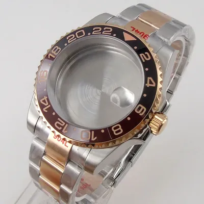 Rose Gold Plated GMT Watch Case 40mm Fit PT5000 ETA2824 NH35 NH34 NH36 Miyota8215 821A DG2813