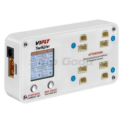 VIFLY ToothStor 4 Port 2S Balance Charger with Storage Mode LCD Display LiHV/LiPo Battery For RC FPV