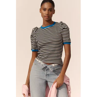 Maeve Puff-Sleeve Striped Top