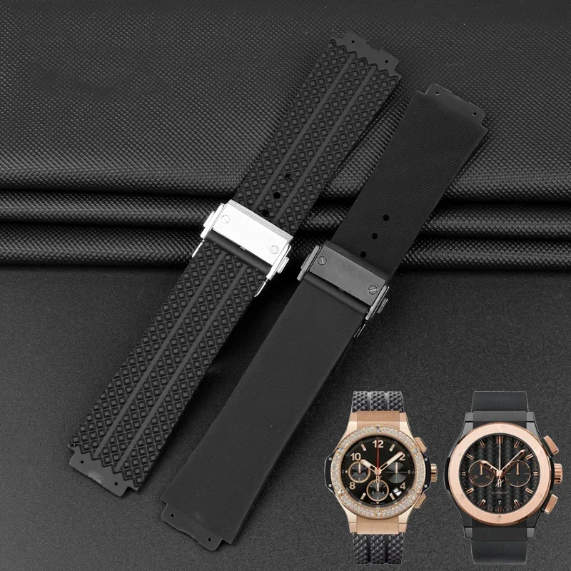 Armband Für HUBLOT BIG BANG Silikon 26mm * 19mm 25mm * 17mm Wasserdicht Männer armband Kette Gummi Uhr Armband Kette Image