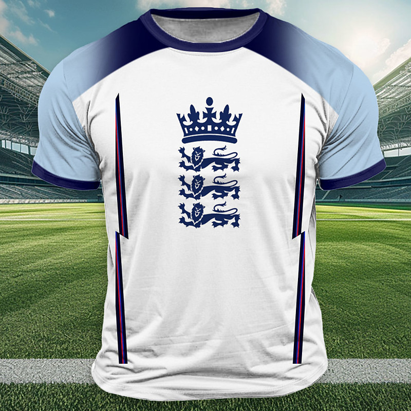 Men's England T Shirt Short Sleeve T shirt 3D Print Crew Neck Shirt Outdoor Athleisure Blue Summer Spring Clothing Apparel S M L XL XXL XXXL