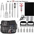 Rapanda - Kit di attrezzi per barbecue in acciaio inossidabile da 26 pezzi con custodia, set per
