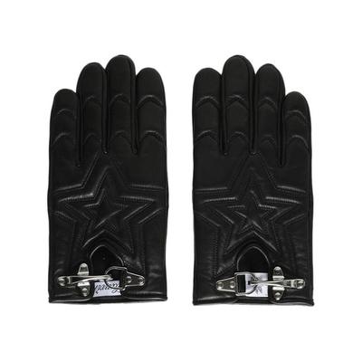 Star-embroidered Leather Gloves