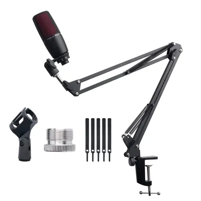 Extendable Recording Microphone Holder Suspension Boom Scissor Arm Stand Holder with Mic Clip Table
