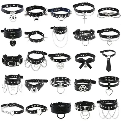 1Pc Harajuku Sexy Heart Rivets PU Leather Black Goth Punk Choker For Y2K Girls DIY Goth Star