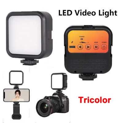 LED Video Light Portable Photography On-Camera 3000K-7000K Mini 3 colors light Rechargeable For DSLR