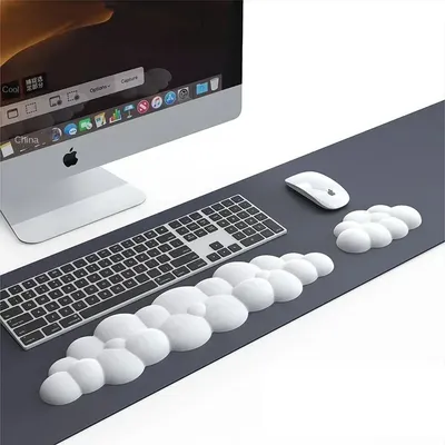 Cloud Shape Wrist Rest Pad Soft PU Material Anti-Slip Rubber Base Memory Foam for 100 Keys 87 Keys