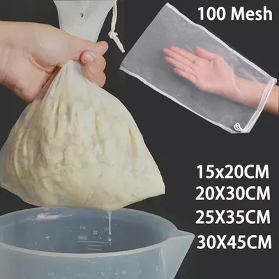 100 Mesh Nylon Filter Nut Milk Bag Net Yogurt Tea Beer Coffee Oil Food Filter Strainers Mesh Kitchen Strainer Bags