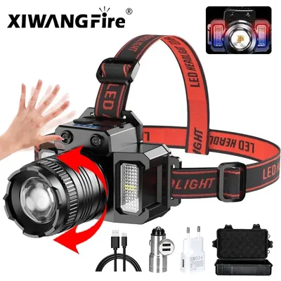 Rechargeable T51 Headlamp 2000mah Super Bright Torch Light Induction LED Headlight Waterproof
