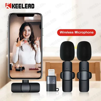 Wireless Lavalier Microphone Portable Audio Video Recording Mic for iPhone Android Long battery Live