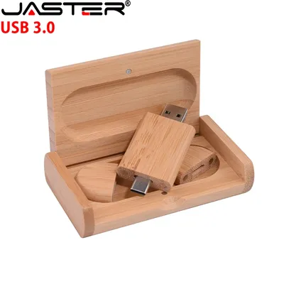 JASTER USB Flash Drive TYPE-C 2 in 1 Memory Stick 3.0 Wooden Pendrive 4GB 8GB 16GB 32GB 64GB 128GB