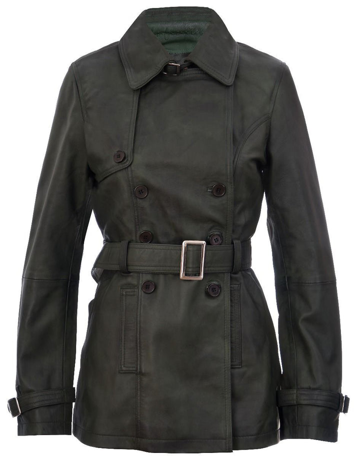 Mittellanger Damen-Trenchcoat aus Leder – Oakham Image