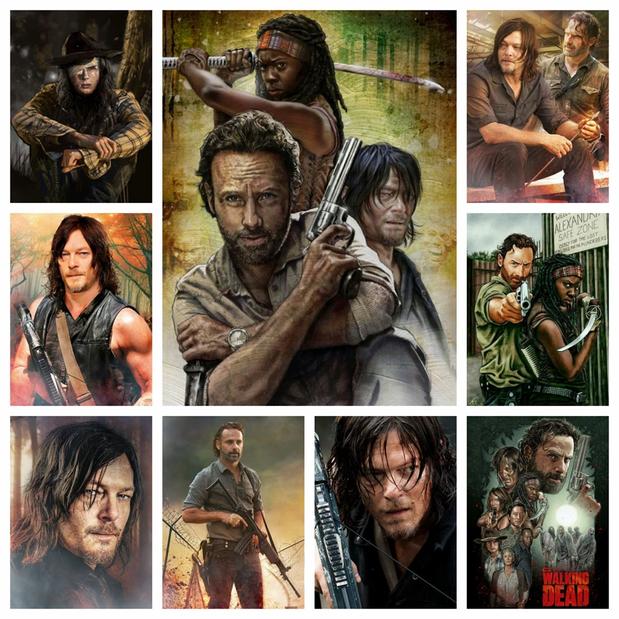 The Walking Dead TV 5D diamant peinture horreur Zombie Daryl Dixon Norman Reedus bricolage perceuse point de croix Kit Puzzle Art décor à la maison