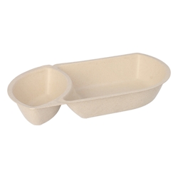 50 Snacktrays Zuckerrohr 2-geteilt 3,6 cm x 12,4 cm x 22,4 cm natur Image