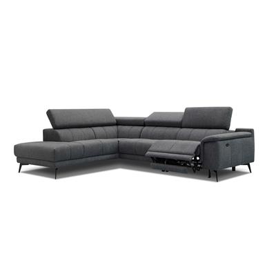 5-Sitzer Ecksofa mit Relaxfunktion in Stoff, dunkelgrau