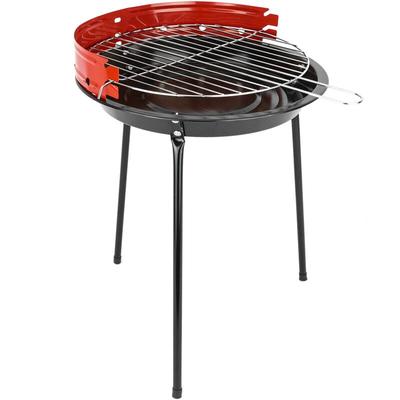 Runder 33 x 45 cm großer Holzkohlegrill mit Beinen, Grill für Garten und Camping - Primematik