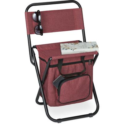 Campinghocker mit Tasche, faltbar, mit Lehne, Camping, Garten, tragbarer Klapphocker, hbt 60x35x35
