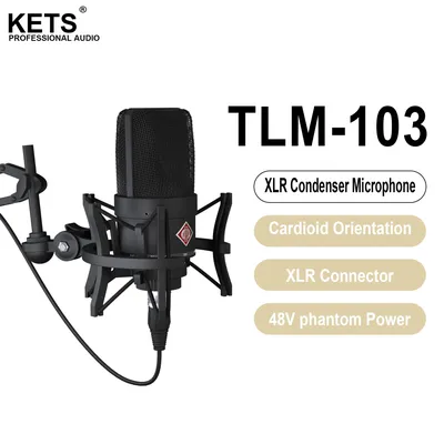 TLM 103 XLR Condenser Microphone Professional Cardioid Studio Mic for Recording Podcasting Voice