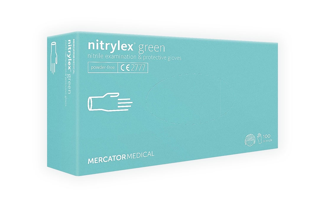 Mercator Nitrylex® minzgrün - Medizinische Nitrilhandschuhe, puderfrei, latexfrei in minzgrün 1x 100 Stück Größe: S Image