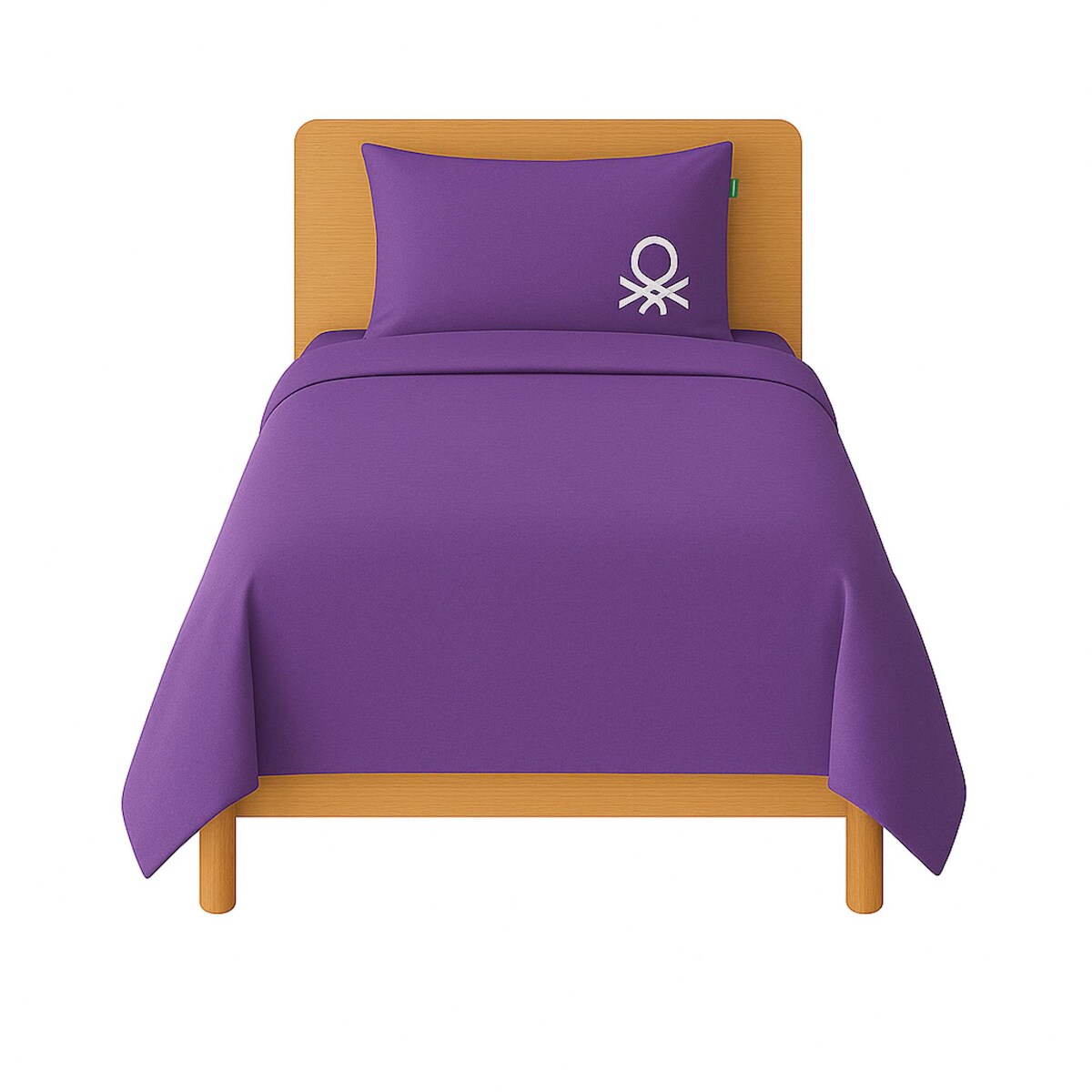 Benetton - 2-teiliges Bettwäscheset (Bettbezug 150 x 220 cm + Kissenbezug 63 x 63 cm) Lila und Grün, 70 % Baumwolle + 30 % Polyester Image