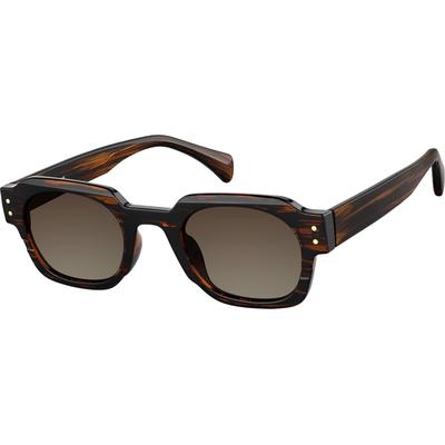 Zenni Oval Sunglasses Brown Plastic Full Rim Frame