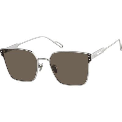 Zenni Women's Rectangle Sunglasses Silver Metal Full Rim Frame