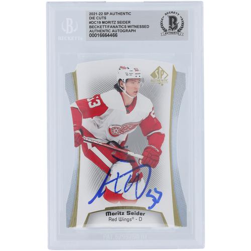 Moritz Seider Detroit Red Wings signierte 2021-22 Upper Deck SP Authentic Die Cuts #DC-19 Beckett Fanatics bezeugte authentifizierte Rookie-Karte