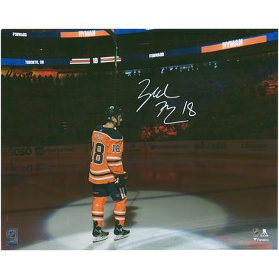 Von Zach Hyman signiertes Einführungsfoto der Edmonton Oilers, 16 x 20 Zoll, zur Eröffnungsnacht Image