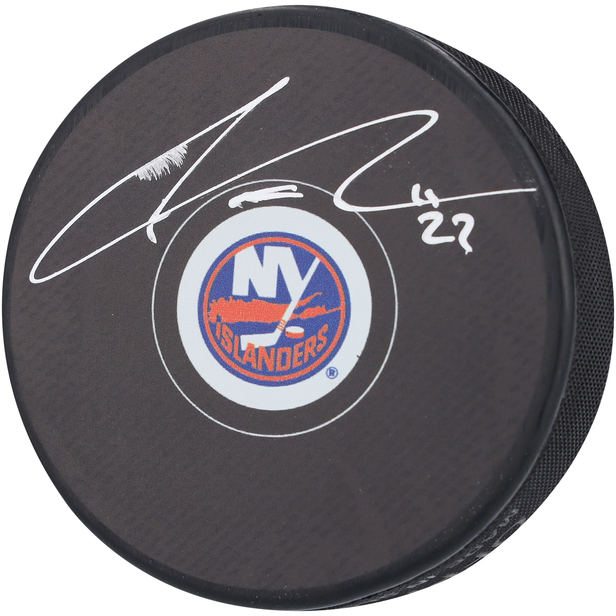 Autogramm-Hockeypuck von Anders Lee von den New York Islanders Image