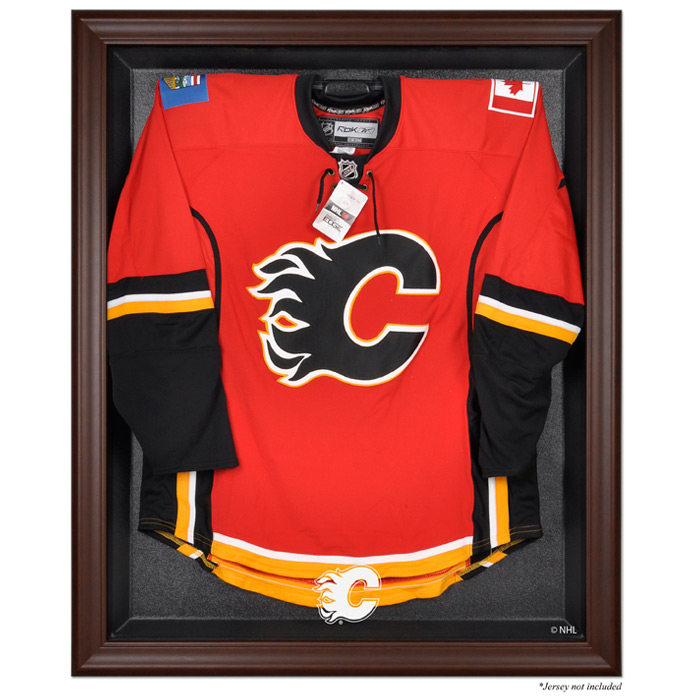 Calgary Flames – Vitrine mit Logo-Trikot in Braun mit Rahmen Image