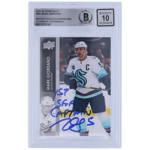 Mark Giordano Seattle Kraken signiert 2021-22 Upper Deck Extended Series #691 Beckett Fanatics bezeugte authentifizierte 10er-Karte mit der Aufschrift „1st Sea Captain“