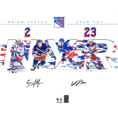 Mehrfach signiertes 16 x 20 Zoll großes Doppelfoto der New York Rangers von Adam Fox und Brian Leetch Image
