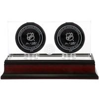 Boston Bruins Mahagoni Zwei Hockey Puck Logo Vitrine