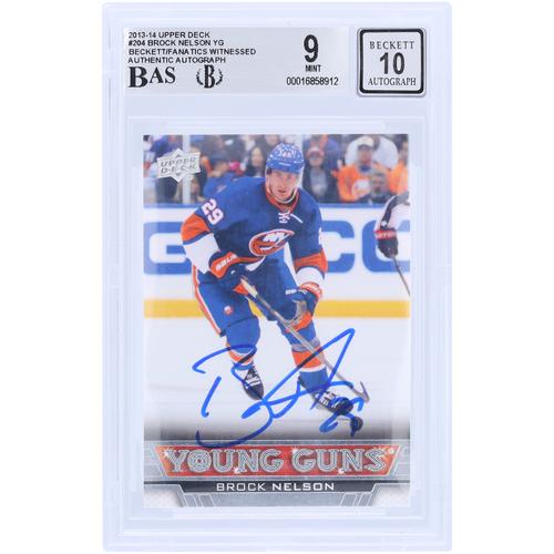 Brock Nelson, New York Islanders, signierte 2013–14 Upper Deck Series 1 Young Guns #204 Beckett Fanatics, bezeugte authentifizierte 9/10 Rookie-Karte